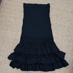 Zimmermann Black Tiered Ruffle Midi Skirt